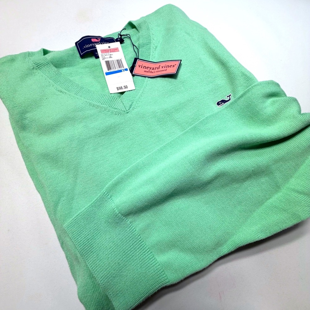 Vineyard Vines V-Neck Sweater Mens XL Hammock Green NWT Cotton